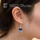 曦光里 治愈蓝晶石金虎眼石海蓝宝水晶耳饰耳坠 沟通 愈声 勇言
