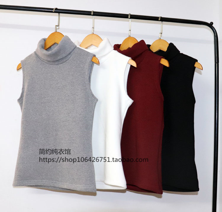 秋冬新款高领加绒加厚打底背心t恤修身宽肩吊带堆堆领保暖女上衣,女装/女士精品,背心吊带,淘宝优惠券,粉丝福利购,淘宝优惠卷