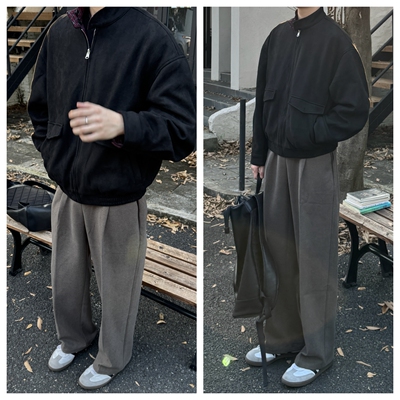 加厚极简风搭直筒显瘦西裤长裤