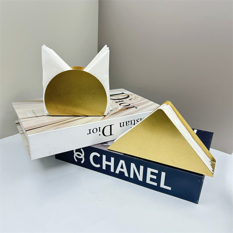 复古不锈钢做旧金色纸巾架餐厅酒吧桌面方巾纸座酒店纸巾收纳架