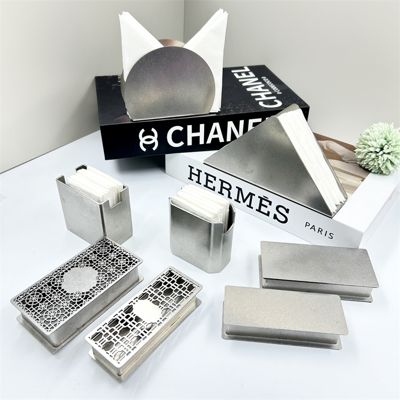 做旧复古不锈钢纸巾架餐厅酒吧桌面方巾纸座酒店纸巾盒牙签盒系列