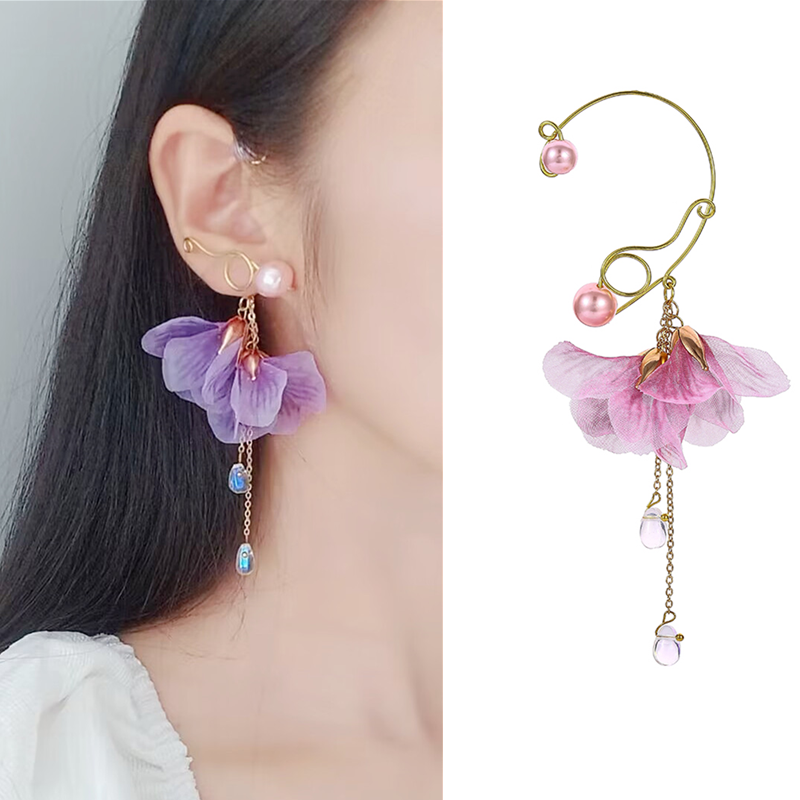 原创轻古风花朵耳饰薄纱珍珠耳环小众流苏耳挂式耳夹汉服仙无耳洞,饰品/流行首饰/时尚饰品新,耳环,淘宝优惠券,粉丝福利购,淘宝优惠卷