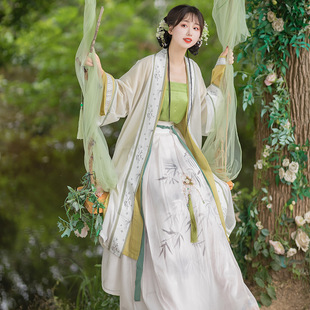 原创宋制汉服女古装对襟长褙子齐腰下裙仙气飘逸古风改良日常夏款