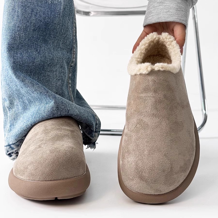 东北雪地靴男款冬季穆勒勃肯鞋加绒保暖皮毛一体棉鞋防滑防水男鞋