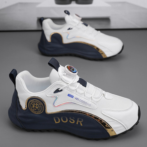 莆田男鞋2025冬季新款透气旋转纽扣跑步鞋一脚蹬包底老爹运动潮鞋