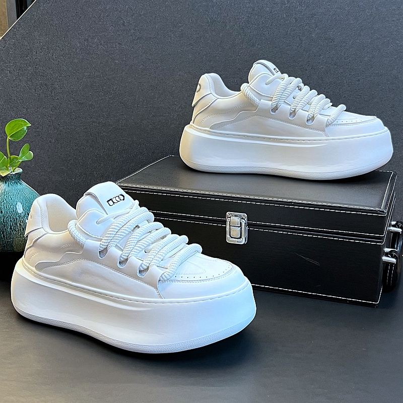 莆田男鞋冬季休闲百搭潮流高级感小白板鞋青少年运动厚底增高潮鞋