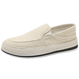 老北京布鞋男款冬季透气运动薄款亚麻帆布鞋软底轻便一脚蹬休闲鞋