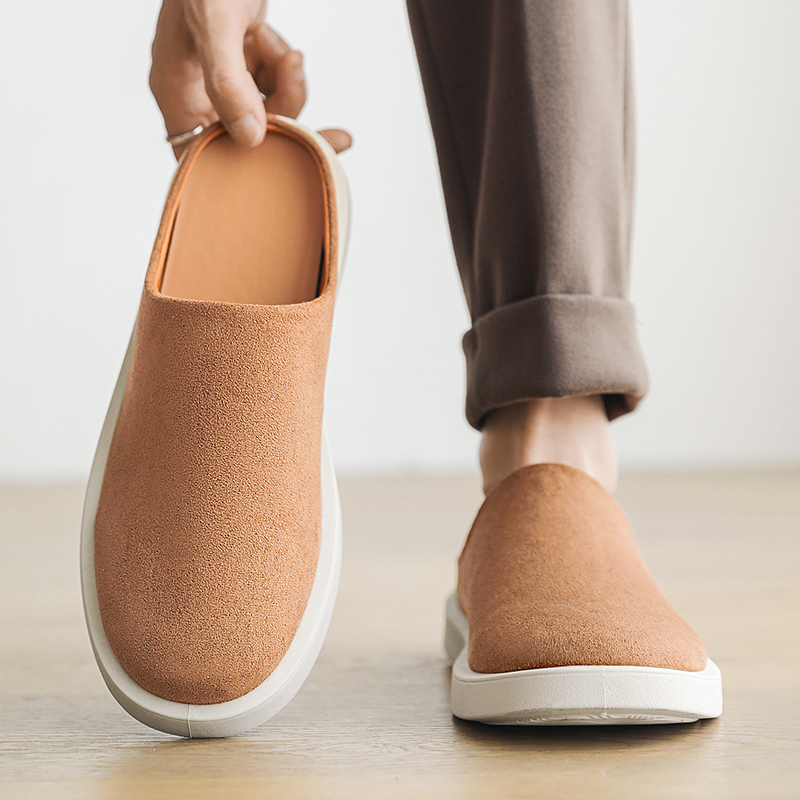 男鞋2025新款秋冬勃肯休闲英伦风懒人一脚蹬无后跟软底包头半拖鞋