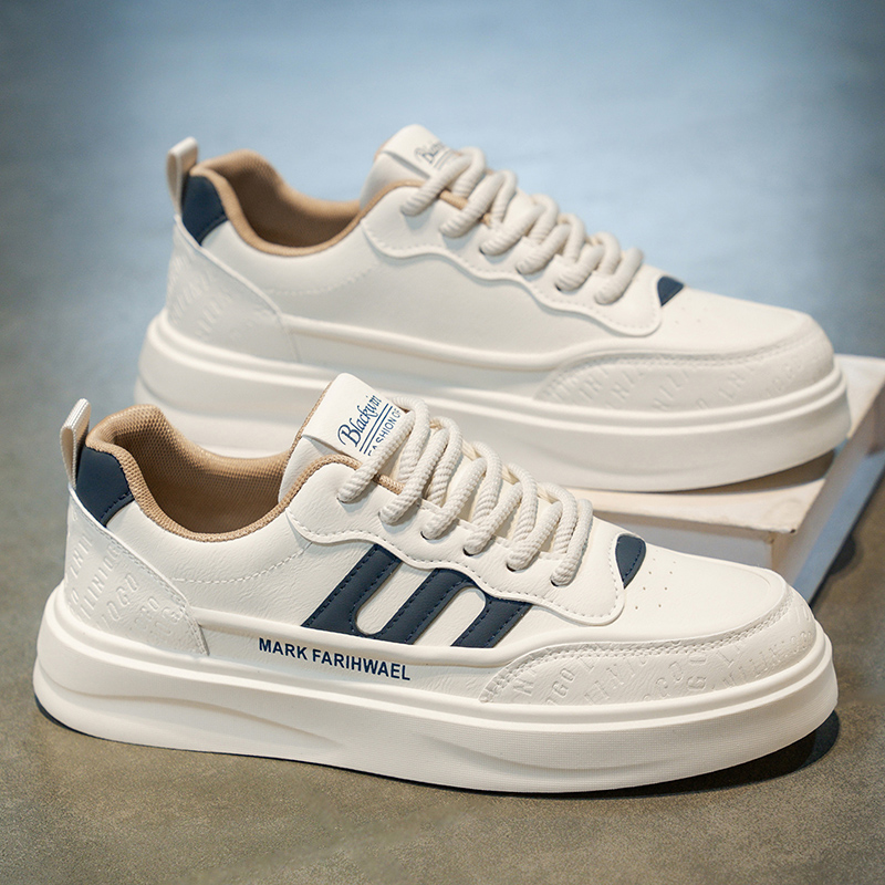 莆田男鞋春秋男士防滑小众休闲皮鞋运动增高厚底百搭潮牌小白板鞋