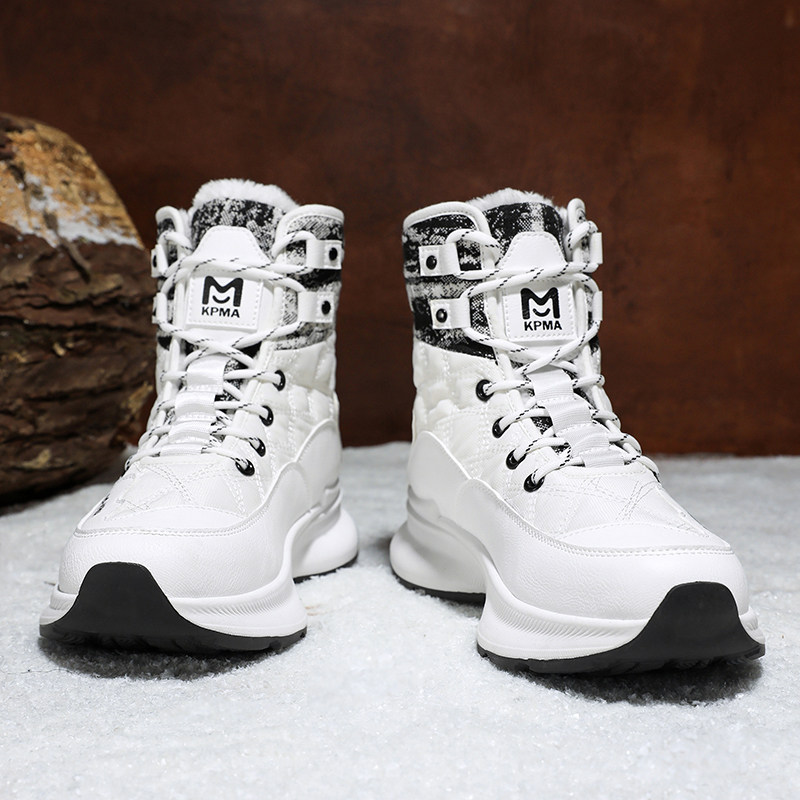 高帮雪地靴男情侣冬季棉鞋加绒加厚保暖皮毛一体东北零下40度棉靴