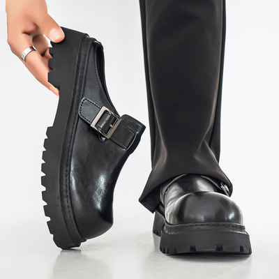 一脚蹬男鞋秋冬休闲皮鞋英伦风复古无后跟半拖上班懒人大头德比鞋