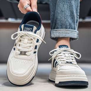 莆田男鞋2026新款春季青少年内增高防滑小白板鞋户外运动耐磨潮鞋