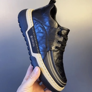 春季 高级感厚底增高防水马丁板鞋 英伦风商务正装 男士 休闲皮鞋 男鞋