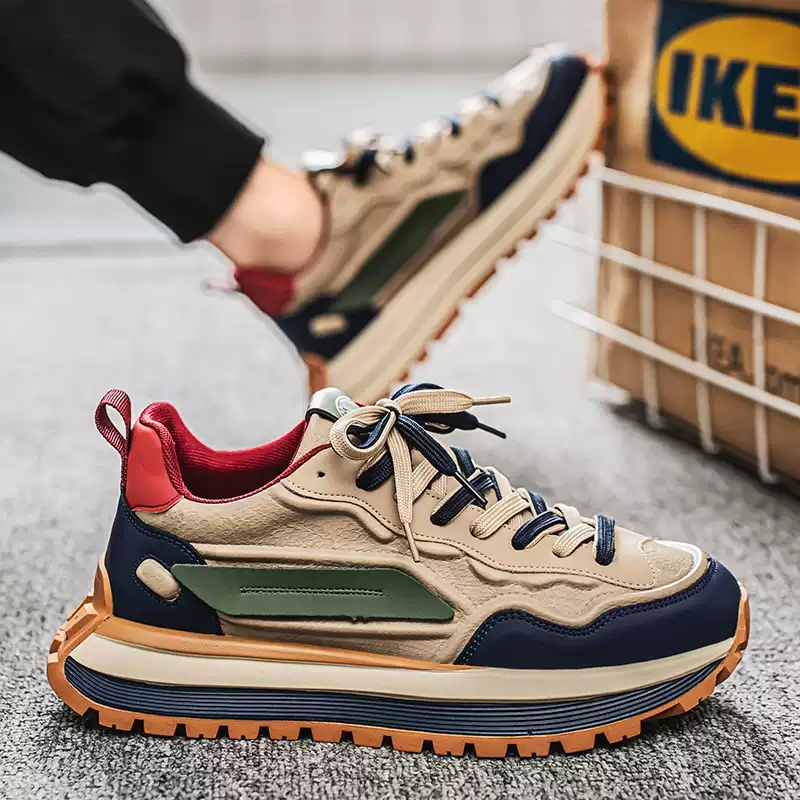 男鞋2025新款冬季青少年华夫阿甘鞋男士跑步运动休闲厚底老爹潮鞋