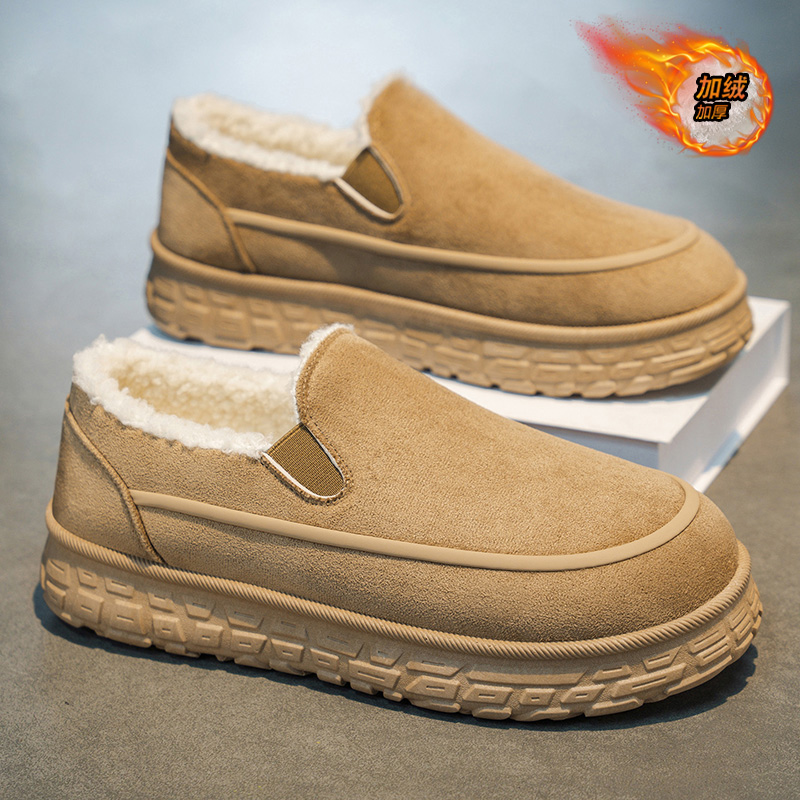 勃肯棉拖鞋男冬季加绒加厚皮毛一体防寒保暖外穿休闲居家全包棉鞋