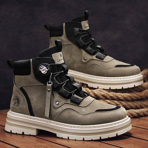 高帮马丁靴男冬季男士厚底增高耐磨户外运动登山鞋骑车防滑工装靴