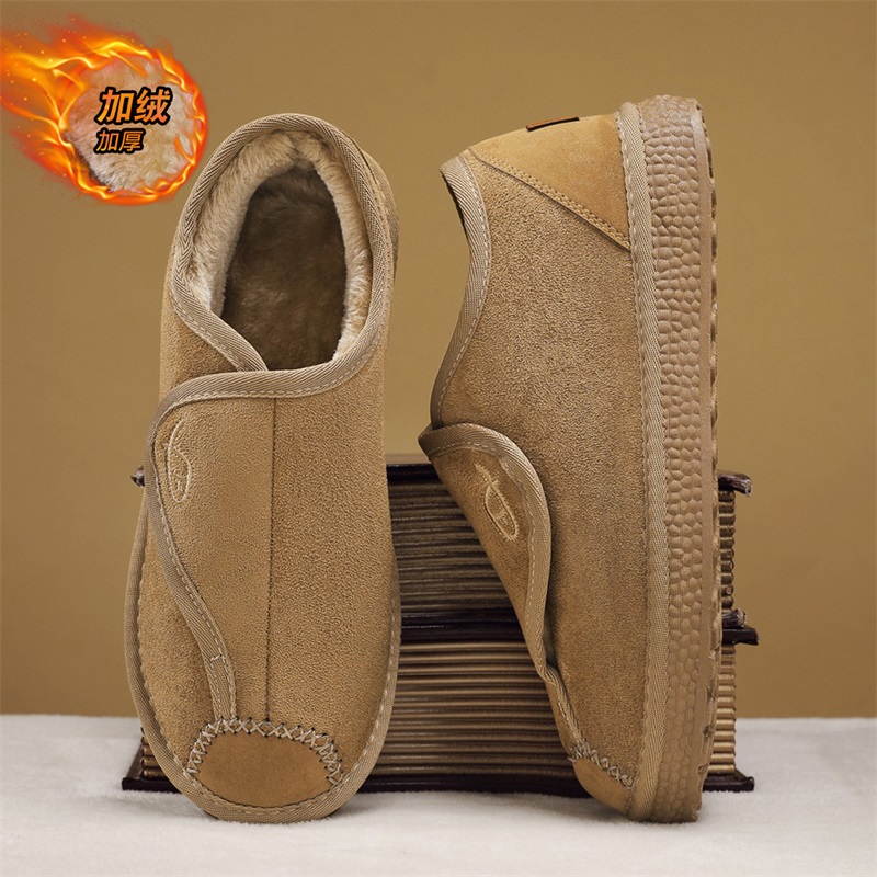 一脚蹬棉鞋男士冬季户外防滑中老年爸爸男鞋加绒保暖魔术贴雪地靴