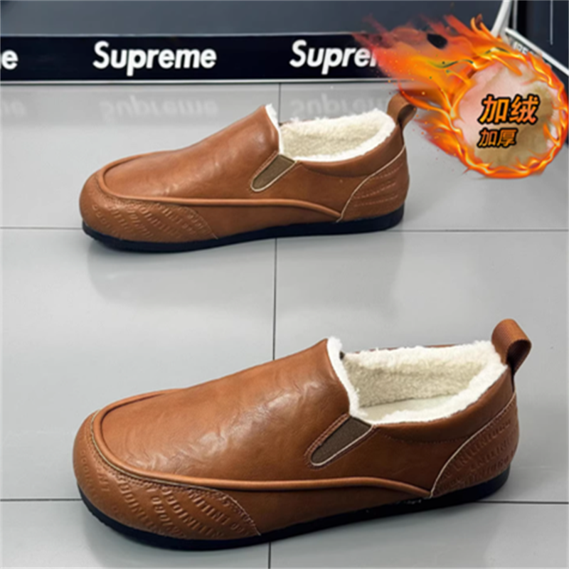 男鞋冬季加绒保暖皮毛一体户外防水防滑棉鞋男士复古休闲豆豆皮鞋,流行男鞋,单鞋,淘宝优惠券,粉丝福利购,淘宝优惠卷