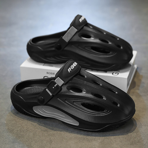 洞洞鞋男款夏季休闲沙滩包头大码45男士软底防滑开车两用户外凉鞋