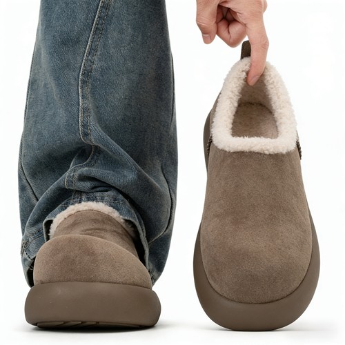 勃肯男鞋冬季加绒保暖棉鞋懒人一脚蹬办公室休闲鞋皮毛一体穆勒鞋