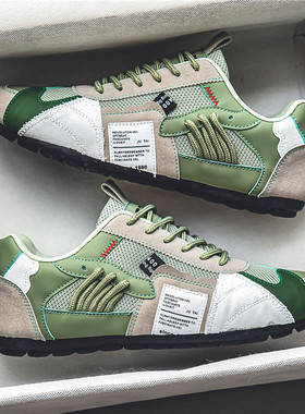 网红爆款男鞋春季轻便阿甘鞋运动跑步男款休闲防滑软底绿色豆豆鞋