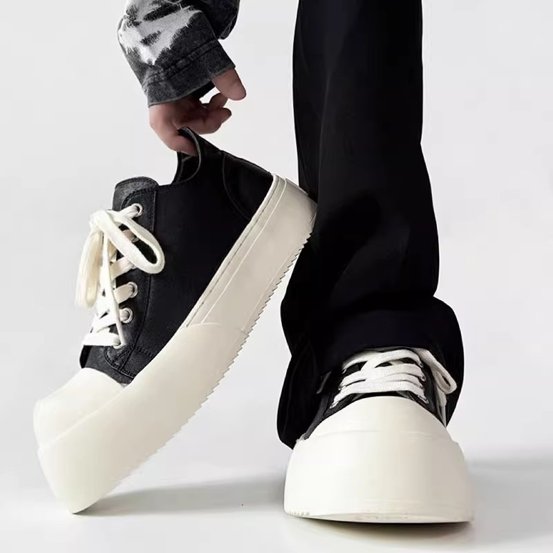 板鞋男鞋冬季防滑厚底内增高黑色德比鞋小众情侣休闲百搭大头皮鞋