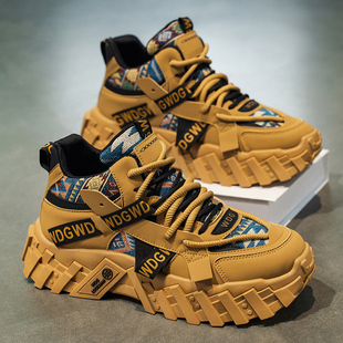 高帮男鞋2026新款冬季潮牌百搭休闲跑步运动鞋男士厚底增高老爹鞋