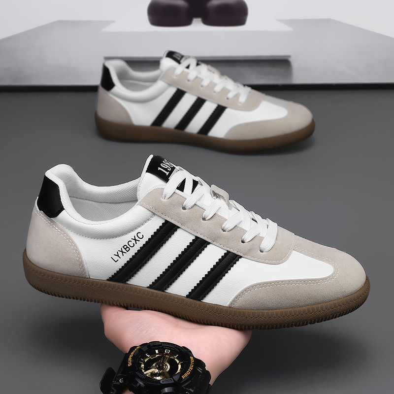 男鞋秋冬透气防滑休闲阿甘板鞋青少年复古百搭轻便软底德训小白鞋