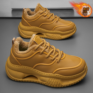 男鞋2026新款冬季加绒保暖棉鞋潮牌休闲运动鞋跑步增高厚底老爹鞋