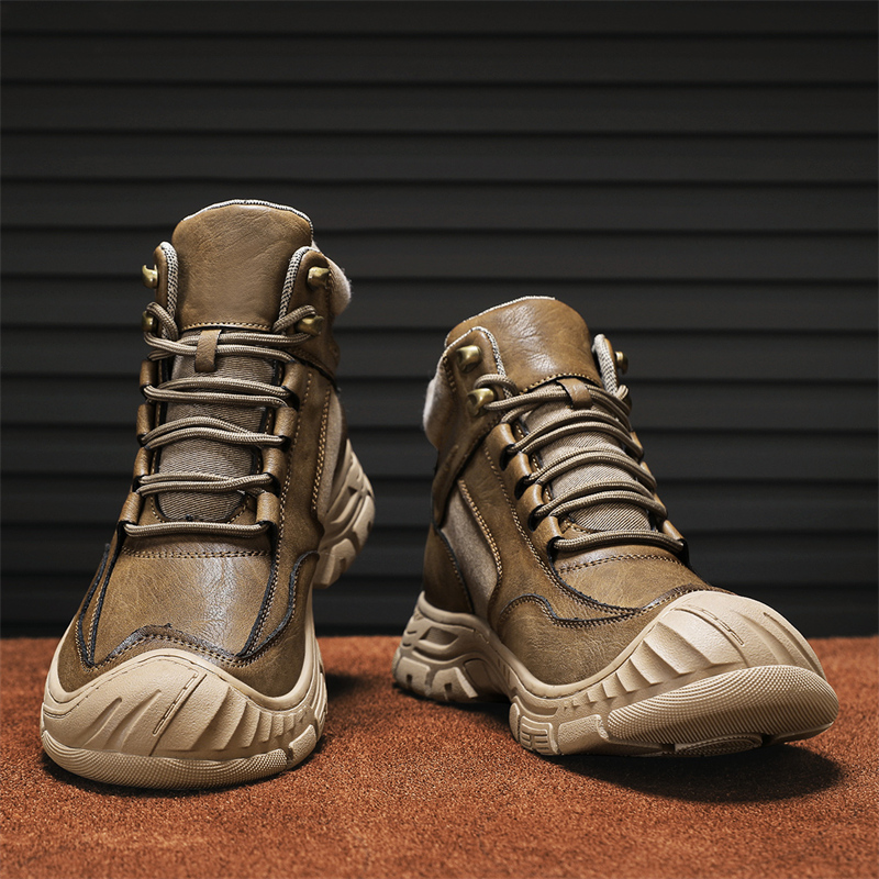 马丁靴男士2025新款冬季中帮真皮户外英伦风皮靴工装复古沙漠短靴