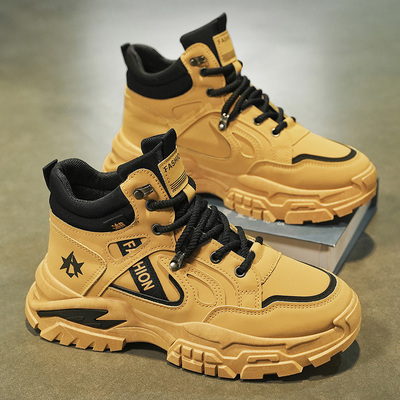 劳保男鞋冬季休闲运动工装鞋厚底工地干活防滑耐磨防水工作马丁靴