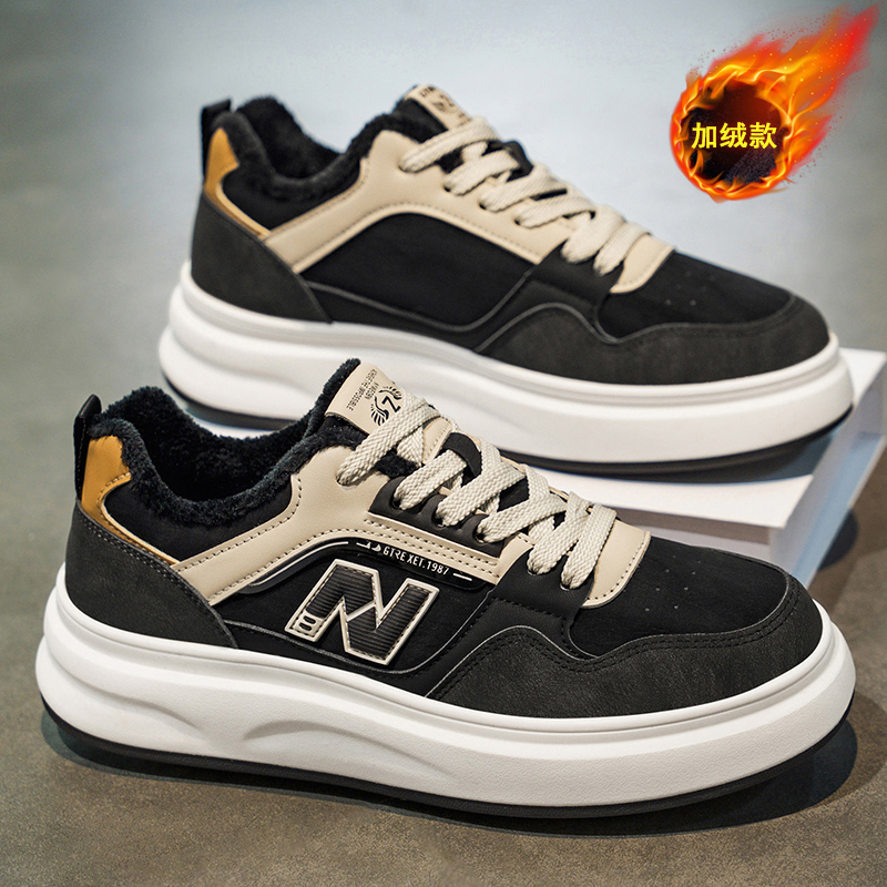 男鞋2025新款冬季加绒保暖棉鞋学生休闲板鞋增高百搭运动二棉潮鞋