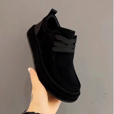 男鞋冬季潮流百搭厚底增高休闲皮鞋男士运动防滑轻便黑色大头板鞋