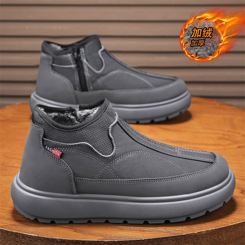 高帮鞋男士冬季防水防滑厚底加绒保暖雪地靴皮毛一体东北防寒棉鞋