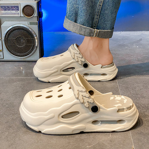 洞洞鞋男款夏季外穿厚底增高踩屎感大头拖鞋情侣运动防滑沙滩凉鞋