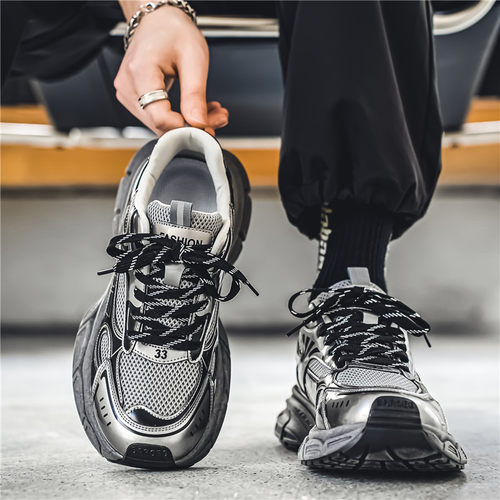 男鞋冬季网面透气潮牌厚底运动鞋青少年跑步防滑休闲莆田老爹潮鞋