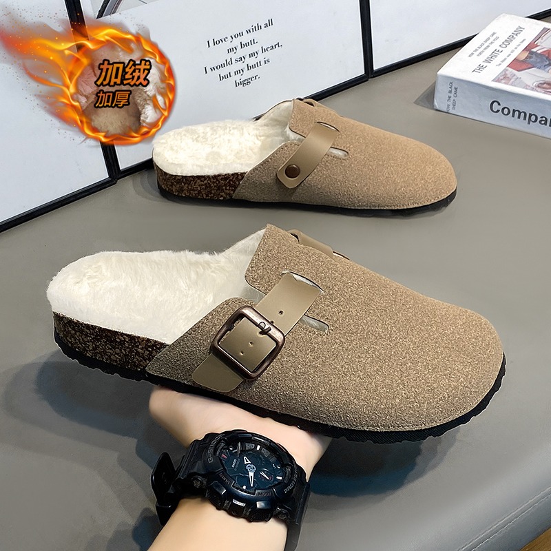 棉拖鞋男士冬季加绒加厚保暖防滑外穿情侣大码47休闲包头勃肯棉鞋