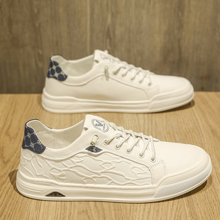 高级感男士 休闲百搭软底皮鞋 白鞋 工作一脚蹬板鞋 2025新款 男鞋 秋季