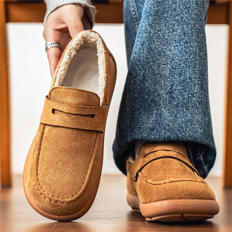 勃肯男鞋冬季加绒保暖皮毛一体棉鞋男士一脚蹬软底复古休闲豆豆鞋,流行男鞋,单鞋,淘宝优惠券,粉丝福利购,淘宝优惠卷