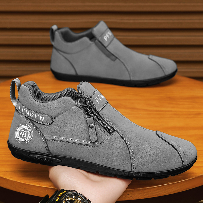 男鞋冬季2025新款一脚蹬休闲阿甘板鞋男士皮鞋低帮软底劳保豆豆鞋