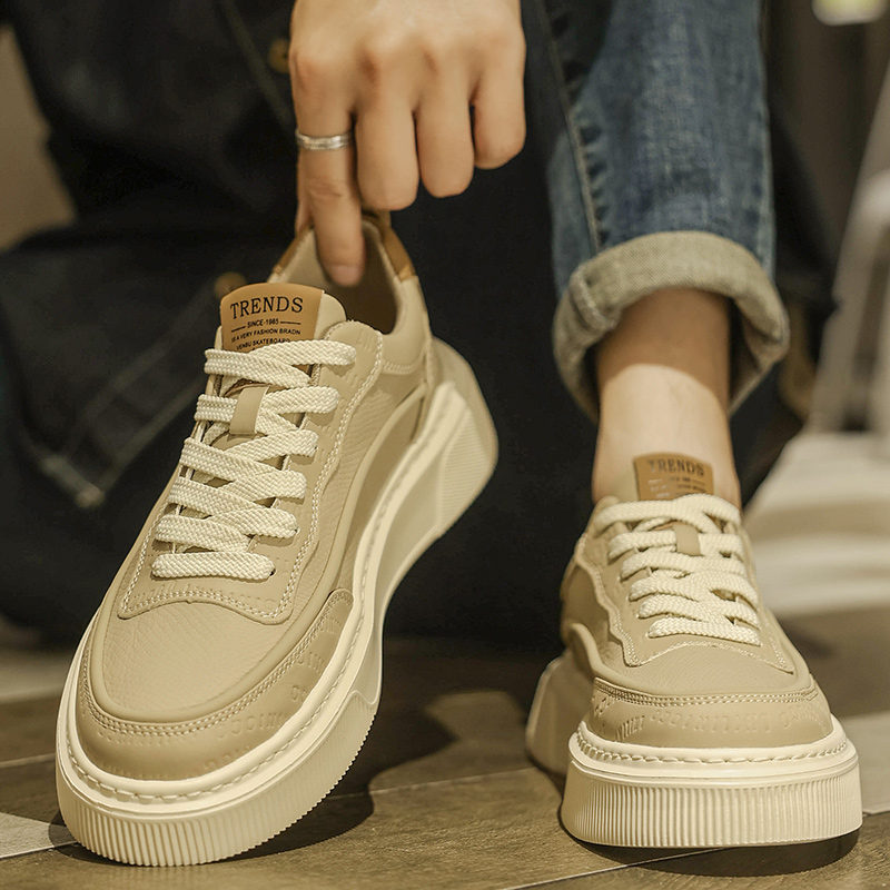 莆田男鞋2025新款冬季运动休闲板鞋男士真皮软底增高百搭小白潮鞋