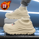 外穿防水防滑耐磨包头拖鞋 加绒加厚保暖居家室内棉鞋 男冬季 棉拖鞋