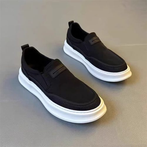 老北京布鞋男款冬季透气懒人一脚蹬防滑休闲运动千层底黑色豆豆鞋