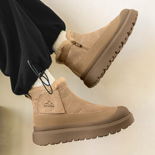 雪地靴男款冬季2025新款皮毛一体加绒加厚防滑男士东北保暖大棉鞋