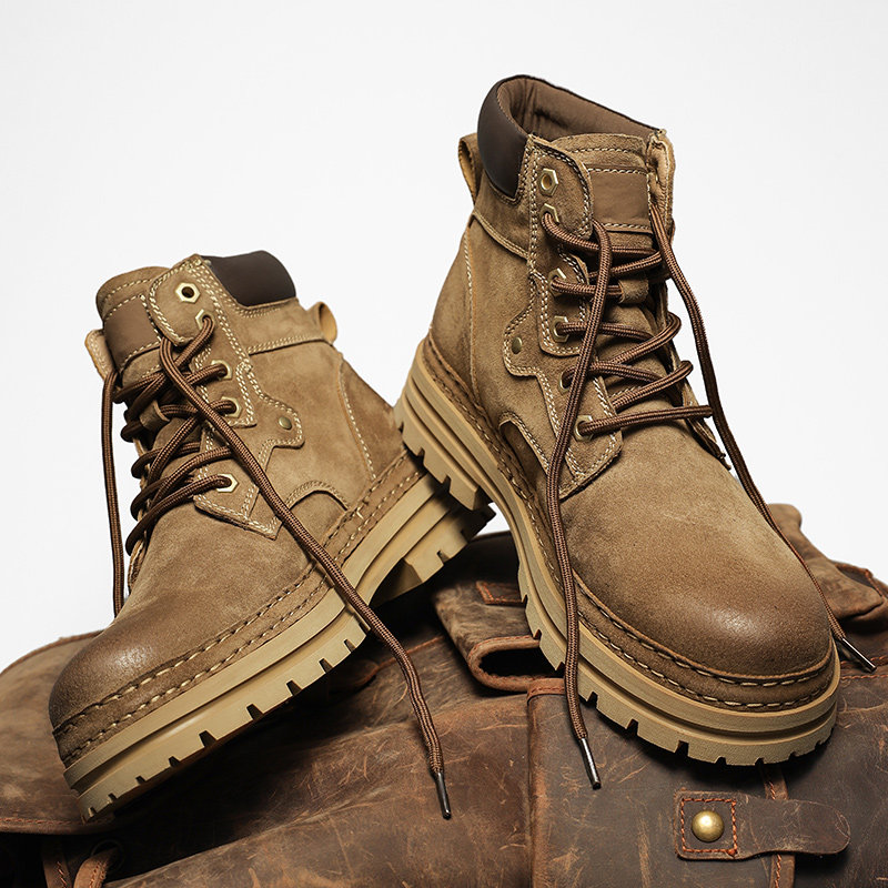 马丁靴男士冬季英伦风复古休闲百搭机车工装皮靴加绒保暖高帮棉鞋