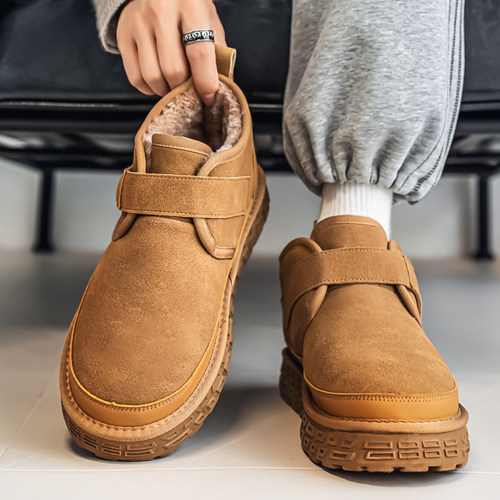 雪地靴男款冬季新款青少年加绒加厚保暖皮毛一体防滑休闲防寒棉鞋