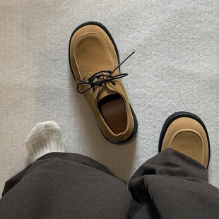 大头德比鞋男款2026新款春季复古厚底增高英伦风耐磨低帮休闲皮鞋