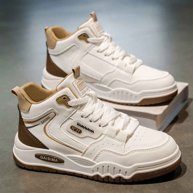 高帮男鞋2025新款冬季潮牌休闲白色中帮板鞋男士厚底篮球运动潮鞋