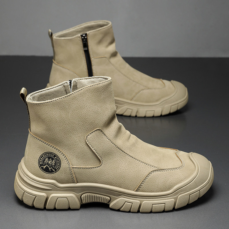 马丁靴男冬季英伦风复古休闲百搭高帮皮靴男士加绒保暖防滑雪地靴