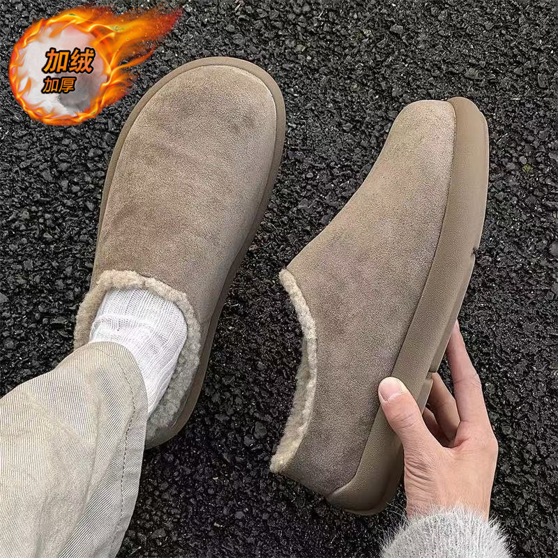 棉拖鞋男款冬季加绒加厚勃肯鞋保暖棉鞋外穿防水防滑一脚蹬穆勒鞋